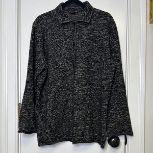 SPANNER Black and Gray Cardigan Sweater with Collar PTP: 23.5”-26”